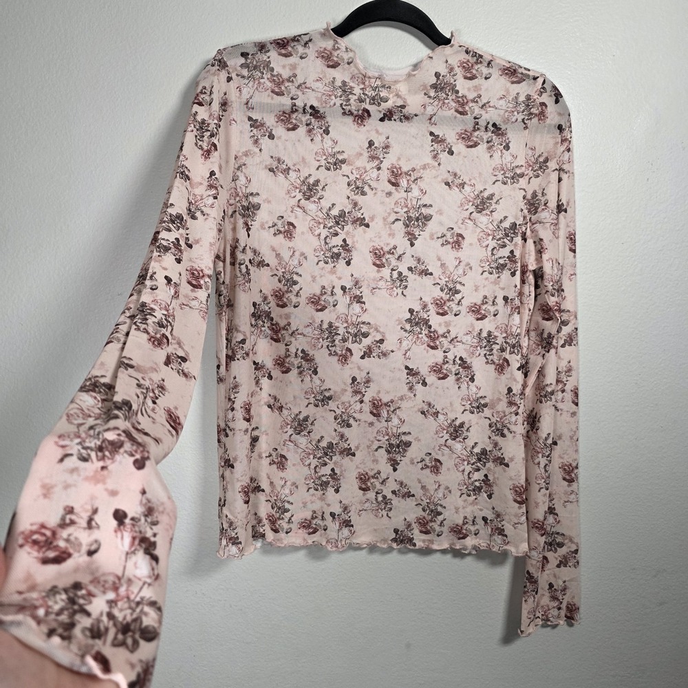 Wishlist Womens Large Blush Floral Sheer Top Fairy Romantic Whimsigoth Coquette‎